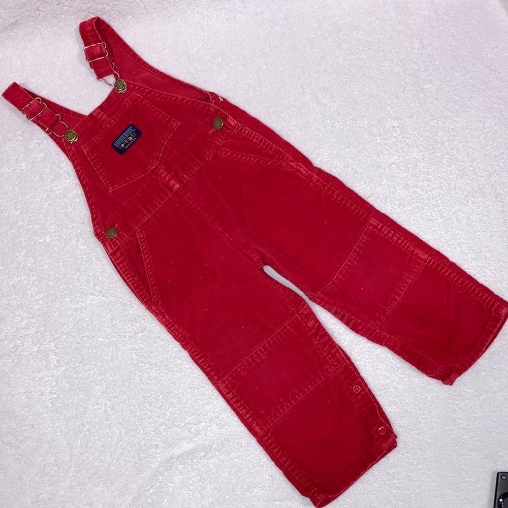 Vintage lands end roveralls red corduroy unisex 2t
